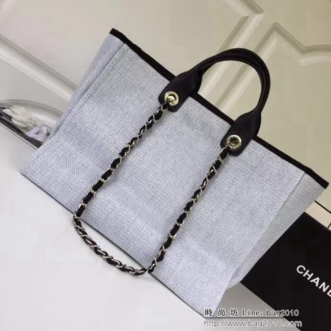 香奈兒CHANEL 2018早春度假系列最新火爆大號帆布沙灘包手提購物袋 DSC1299